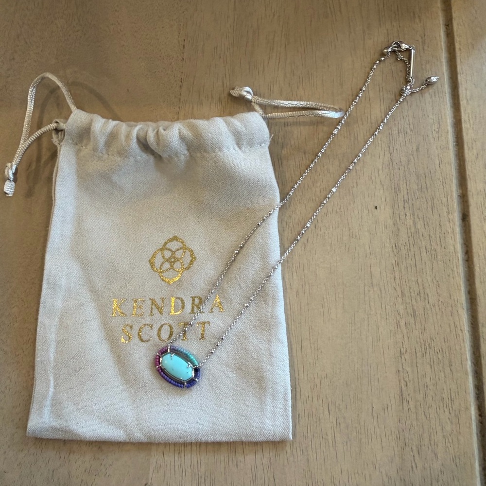 Kendra Scott Silver Turquoise and Multicolor Halo Pendant Necklace